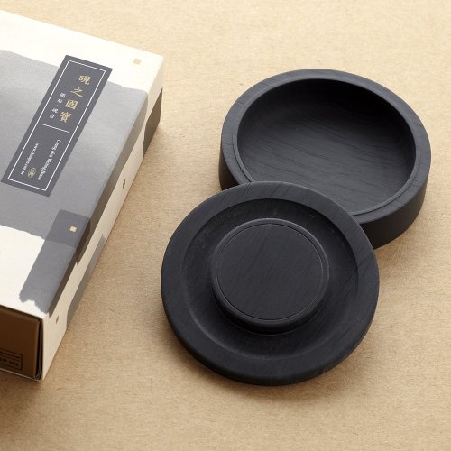 中華筆莊 — 文房四寶 文創禮品 【硯之國寶-圓硯】水波紋歙硯 10x10x3.4cm 有蓋- 文房用品系列
