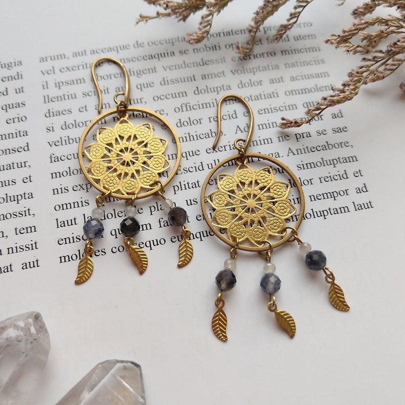 Land of dreams │ Gemstone hand-made Bronze earrings - Earrings & Clip-ons - Semi-Precious Stones 