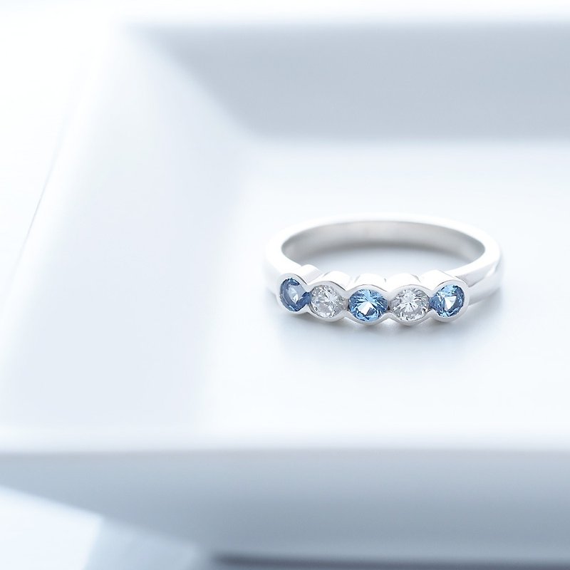 Blue rainbow rainbow ring Silver 925 - แหวนทั่วไป - โลหะ สีน้ำเงิน