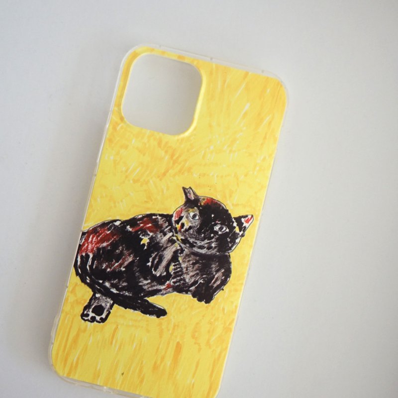 iphone case 黃色小貓 質感印花手機殼 iphone全系列 - 手機殼/手機套 - 橡膠 黃色