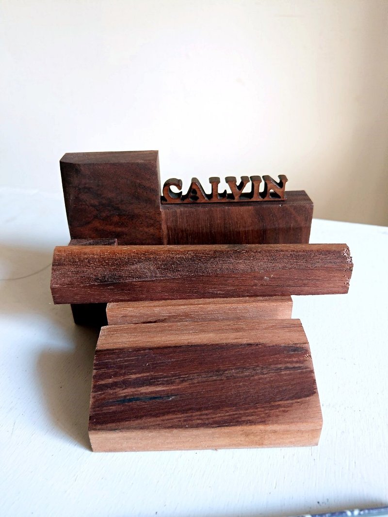 CL Studio [modern minimalism - geometric style wooden phone holder / business card holder] N117 - Card Stands - Wood Brown
