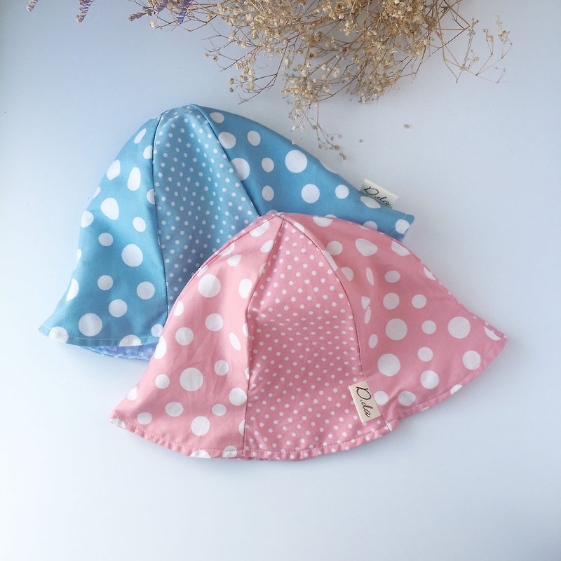 水玉氣泡 寶貝夏日遮陽帽  寶寶帽 漁夫帽 - 嬰兒帽/髮帶 - 棉．麻 粉紅色