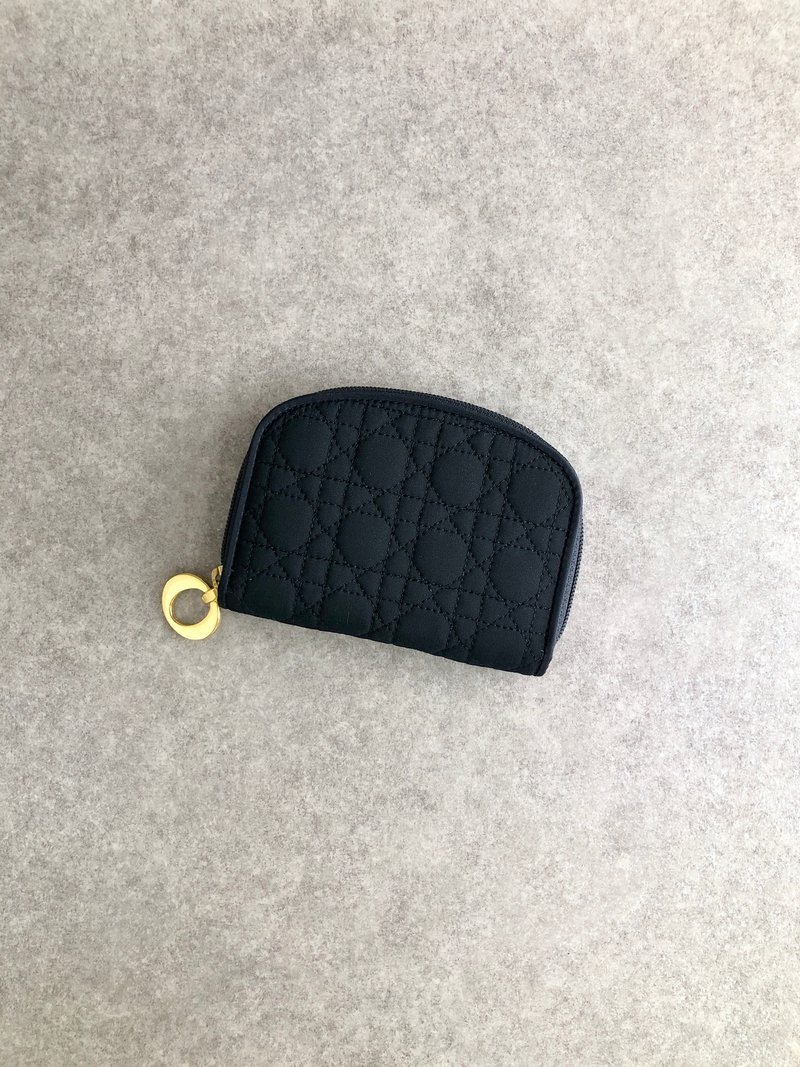 [Direct from Japan, branded used packaging] Christian Dior Cannage key case, black nylon, vintage u2kyvi - ที่ห้อยกุญแจ - ไนลอน สีดำ