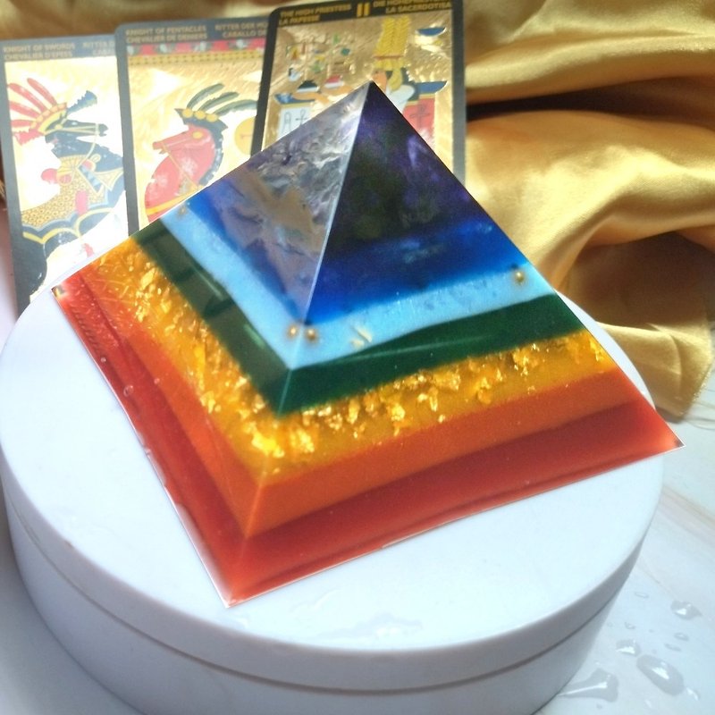 Chakra Balancing• Flower of Life Ogon Pyramid - Items for Display - Crystal Multicolor