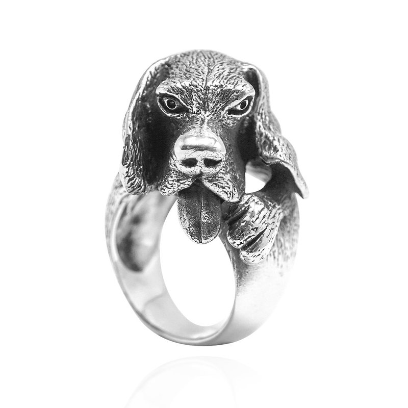 Tongue Out Dog Animal Shaped Carved Sterling Silver Ring | Ring Recommendation (Single Price) - แหวนทั่วไป - เงินแท้ สีเงิน