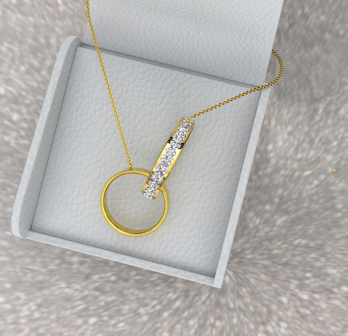 nucheecelic Together Forever 925 Silver Gold Double Chain Interlocking Rings Necklace