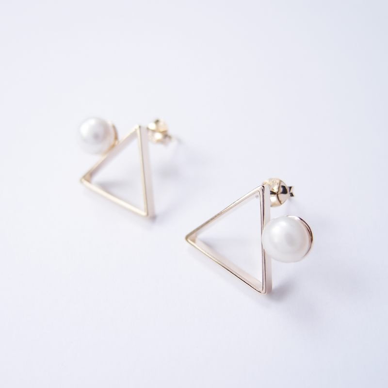 Geometric landscape 1 metal earrings - Earrings & Clip-ons - Other Metals Gold