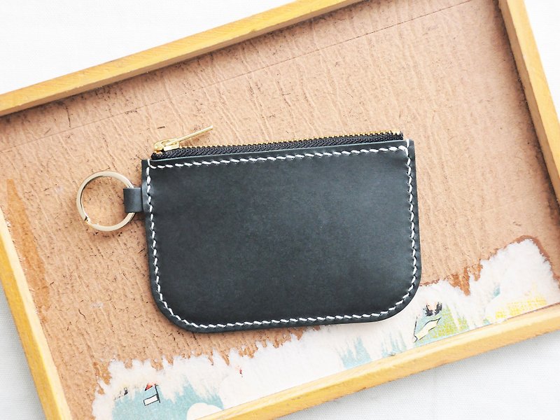Classic zipper coin purse well stitched leather material bag wallet Silver loose paper bag Italian vegetable tanned - Coin Purses - Genuine Leather Green