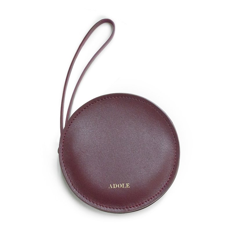 Sandwich round coin purse / wine red - Coin Purses - Genuine Leather 