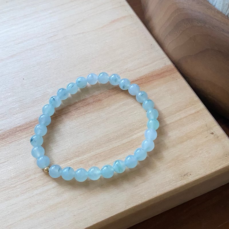 拈翠-緬甸天然A貨翡翠-冰起膠藍綠色飄花翡翠手串 - 手鍊/手環 - 玉石 綠色