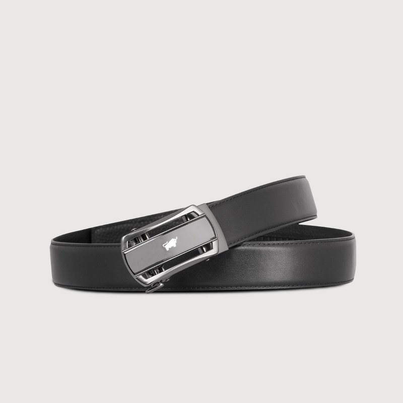 [Free upgrade gift package] Simple style automatic buckle belt-gun color/BF24S-WEG208-SGU - Belts - Genuine Leather Black