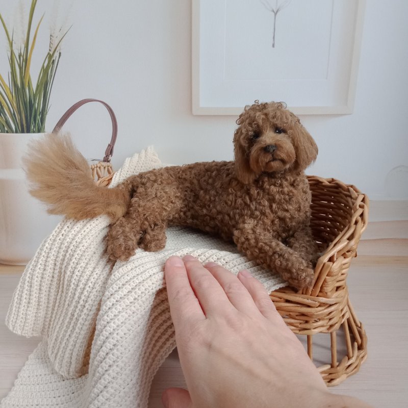 Custom Miniature realistic crochet Curly Labradoodle - ตุ๊กตา - วัสดุอื่นๆ สีนำ้ตาล