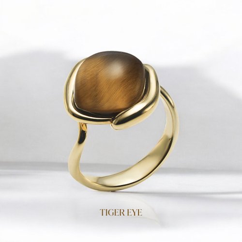Be'Shine Natural Gemstone Liber Loop ring - Tiger's Eye