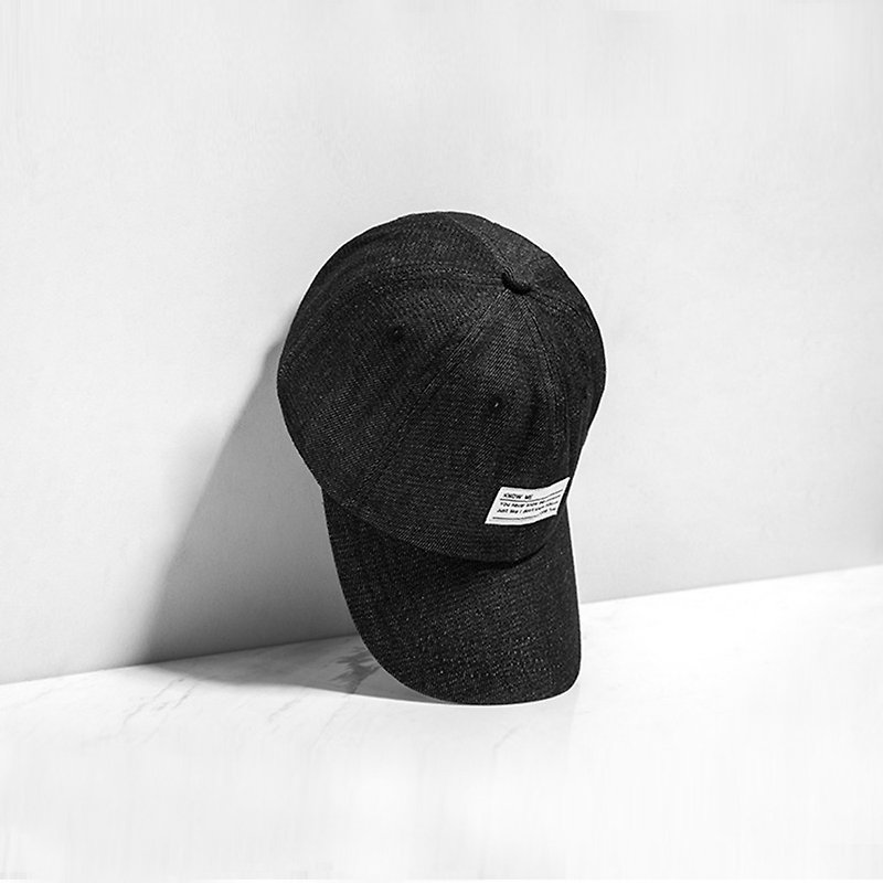 韓版貼布繡棒球帽 - 帽子 - 棉．麻 黑色