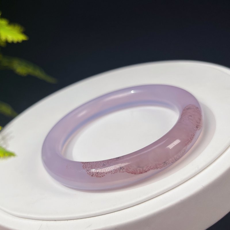 稀有冰紫朱砂瑪瑙手鐲54MM 起光飄花朱砂點玉髓手環 水潤驚艷大氣 - 手鍊/手環 - 半寶石 紫色