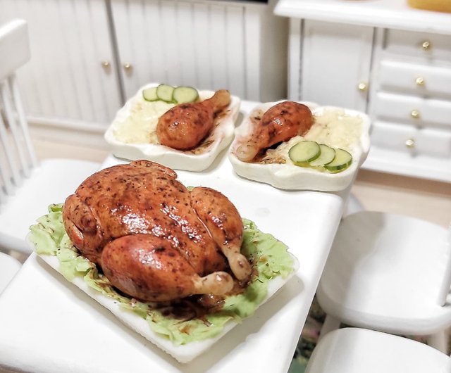 リアルな七面鳥の脚、ドールハウス用の肉料理、スケール1 6