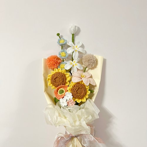 Yan.Crochet 鈎針向日葵鬱金香花束