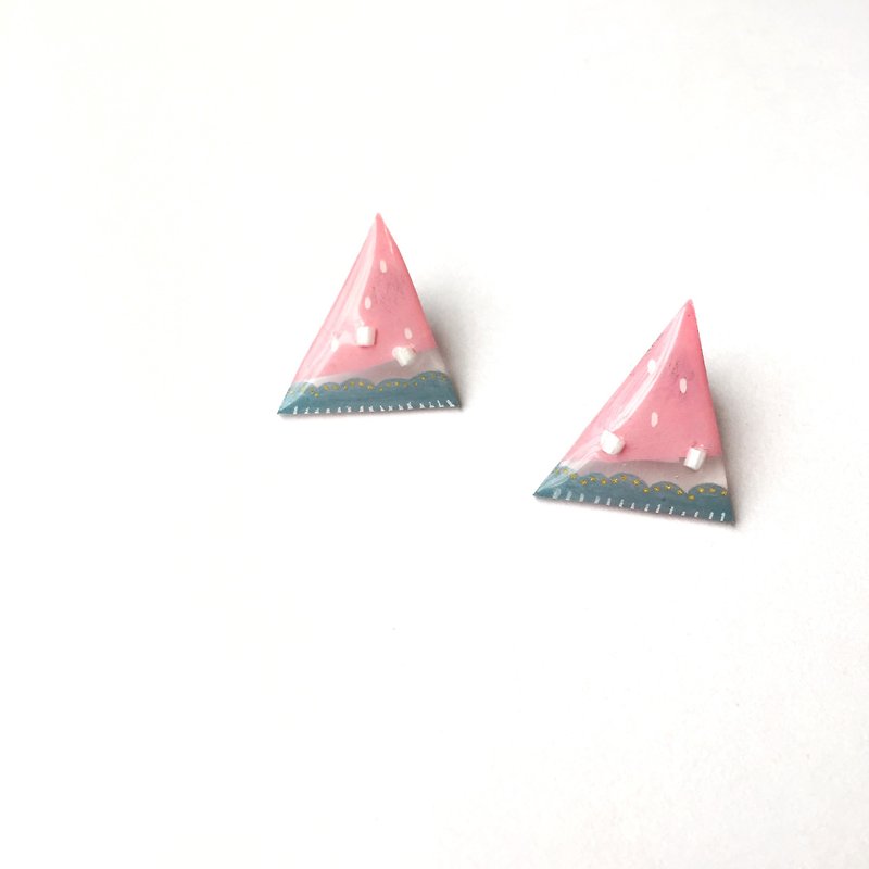 Eat watermelon clip/pin earrings in summer - Earrings & Clip-ons - Plastic 