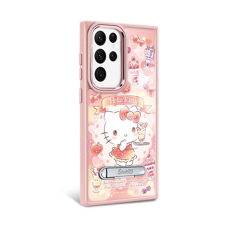 Sanrio S24/S23 series military standard anti-fall aluminum alloy lens frame stand-Sundae Katie-Pink Frame - Phone Cases - Other Materials Multicolor