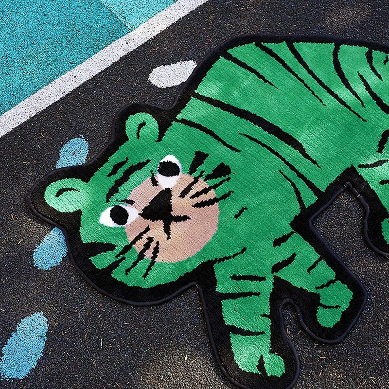 The draft room carpet does not shed hair cute green tiger cat sense children&#39;s room bedroom bedside blanket tiger year mat