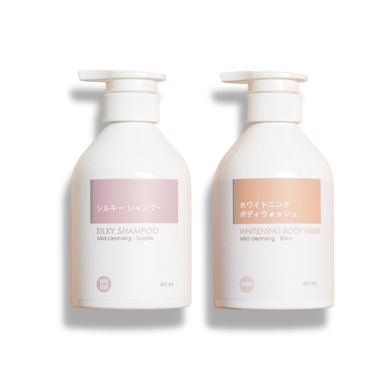 [Set of 2] Silky Moisturizing Shampoo x Whitening and Moisturizing Cleansing Lotion/Amino Acid Cleansing Formula - Shampoos - Other Materials Multicolor