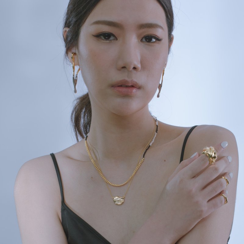 Space Ice - 宇宙の氷晶シリーズ 氷晶ビーズネックレス/ブレスレット - ネックレス - 銅・真鍮 ゴールド