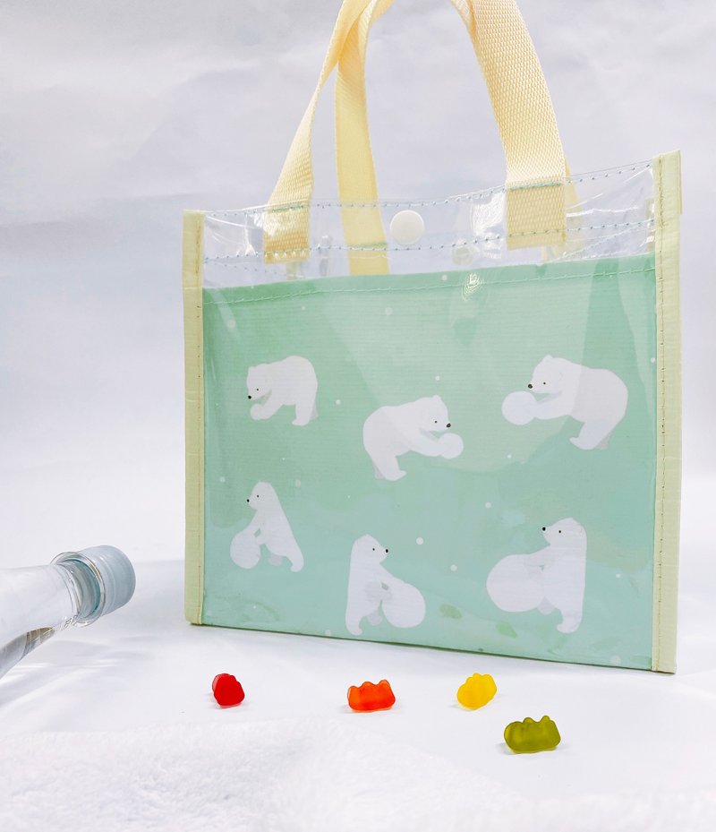 Sunny Bag-橫式防水購物袋(小)-北極熊 - 手提包/手提袋 - 其他材質 藍色