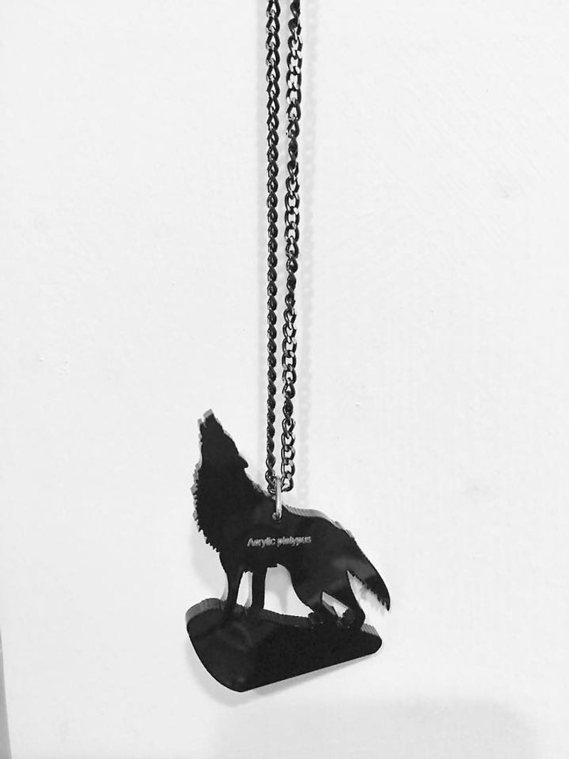 Rick Duck-Wolf-Necklace/Key Ring/Dual Purpose - Necklaces - Acrylic Black
