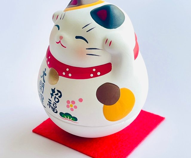 九谷焼   招き猫   みけねこ大小２点セット   アンティーク   美品 九谷焼 招き猫 みけねこ大小2点セット アンティーク 美品