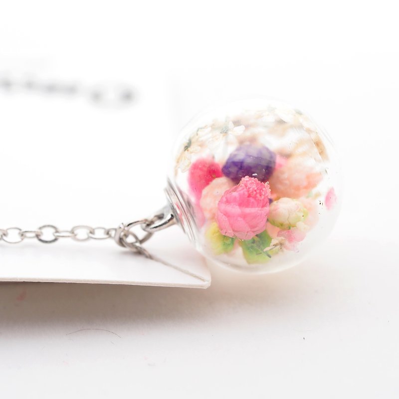 OMYWAyHandmade Dried Flower Necklace -  Necklace 1.4cm - สร้อยติดคอ - แก้ว ขาว