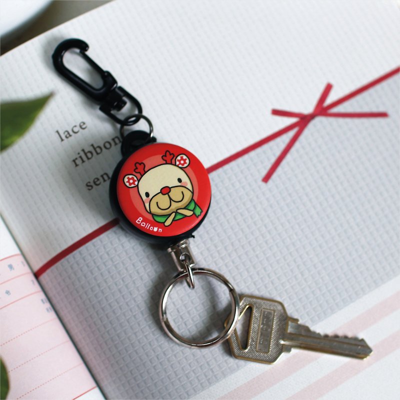 "Balloon" retractable key chain ring bulk animal series - elk Sang - ที่ห้อยกุญแจ - โลหะ สีแดง