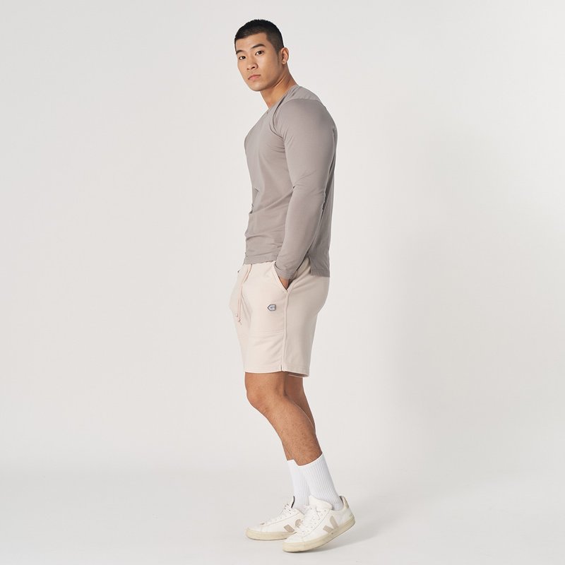 【GLADE.】Flex training long-sleeved men's top (light gray) - Men's Sportswear Tops - Cotton & Hemp Gray