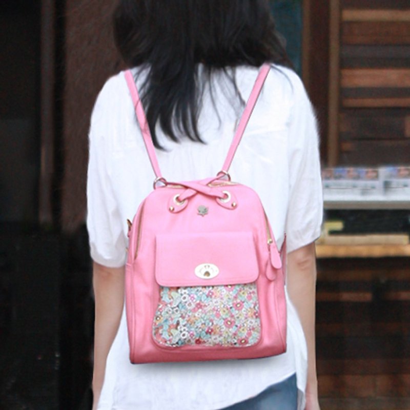 Designer  Pink Flower Floral Series Woman Cute Art Design Printed  Backpacks - Backpacks - Eco-Friendly Materials 