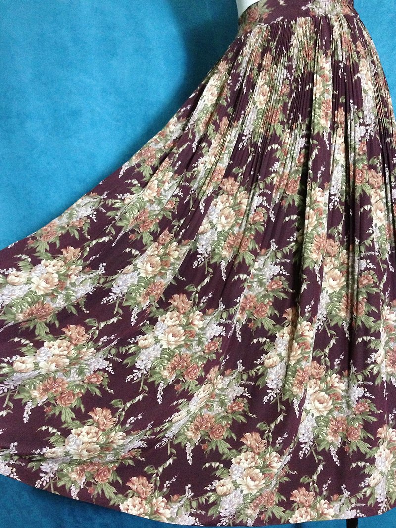 When vintage [antique dress / skirt large flower antique dress] bring back foreign VINTAGE - กระโปรง - เส้นใยสังเคราะห์ หลากหลายสี