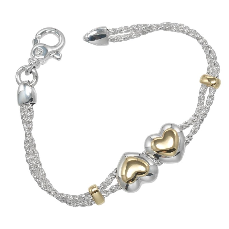 【日本直送】ティファニー TIFFANY&Co. ダブルハート ロープ ヴィンテージ ブレスレット 腕周り約17.8cm シルバー925 約27.9g【中古】 - 手鍊/手環 - 銀 銀色