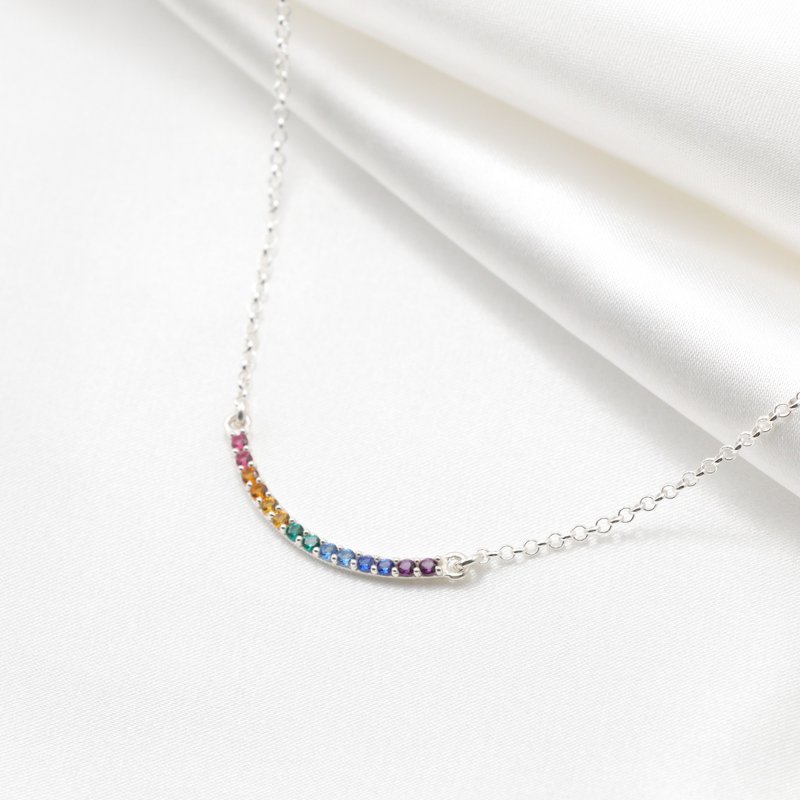 【Angel & Me】Smile Rainbow s925 sterling silver necklace Birthday gift - Necklaces - Sterling Silver Silver