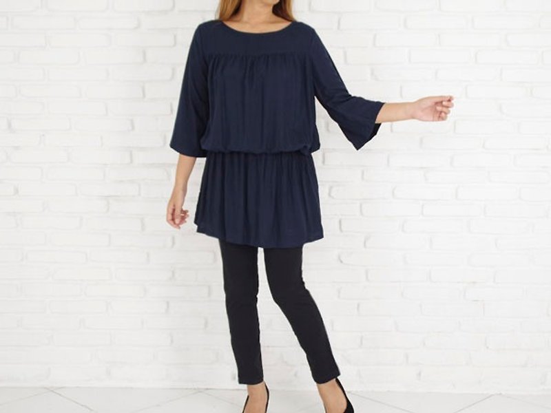 Adult cute navy! Soft browsing tunic dress - Women's Tops - Other Materials Blue