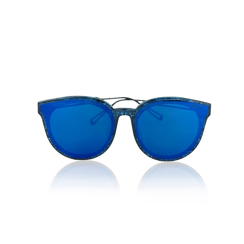 Power Power Beauty Series Sunglasses-Power Plaid Trust Blue - กรอบแว่นตา - กระดาษ สีน้ำเงิน