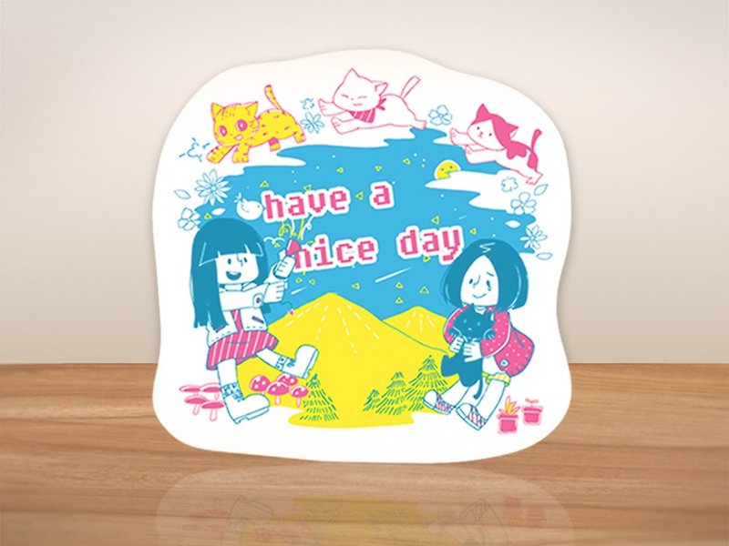 Five-pointed planet / three cats nice day-sticker - Stickers - Paper Blue