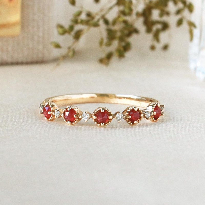 Visel ruby ​​and diamond cake ring - General Rings - Precious Metals Gold