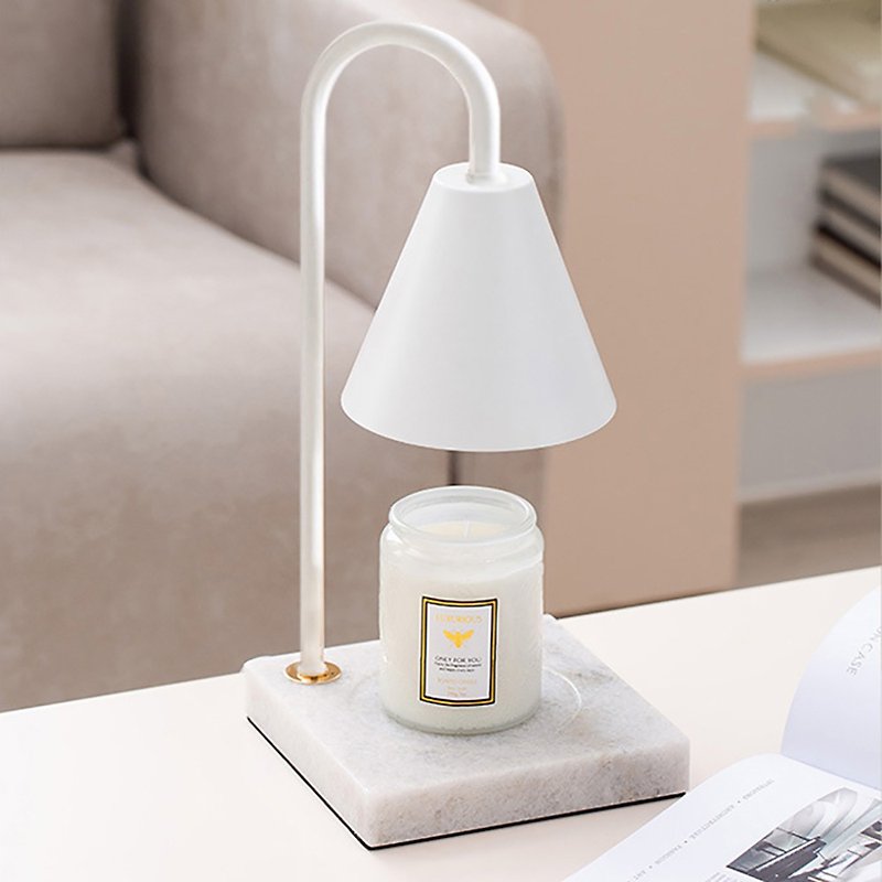 Nordic Extreme White Marble Melting Candle Lamp-Scented Candle Warming Lamp-Dimmable (White) - โคมไฟ - หิน 