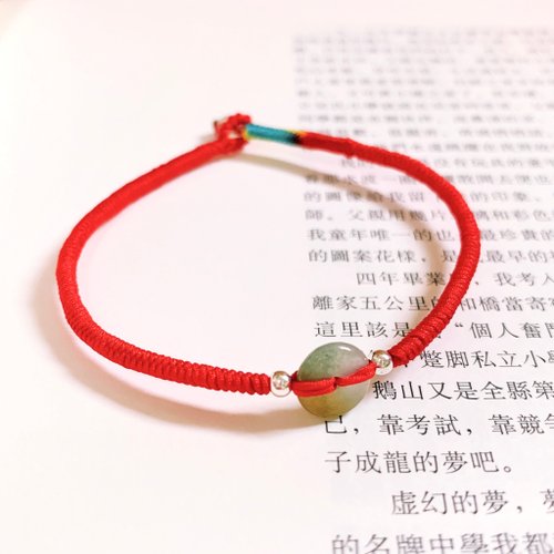 恰逢攬日閑 手作 一枚花簪。天然翡翠復古小平安扣手鏈腳鏈 納福闢邪 古風編織手繩