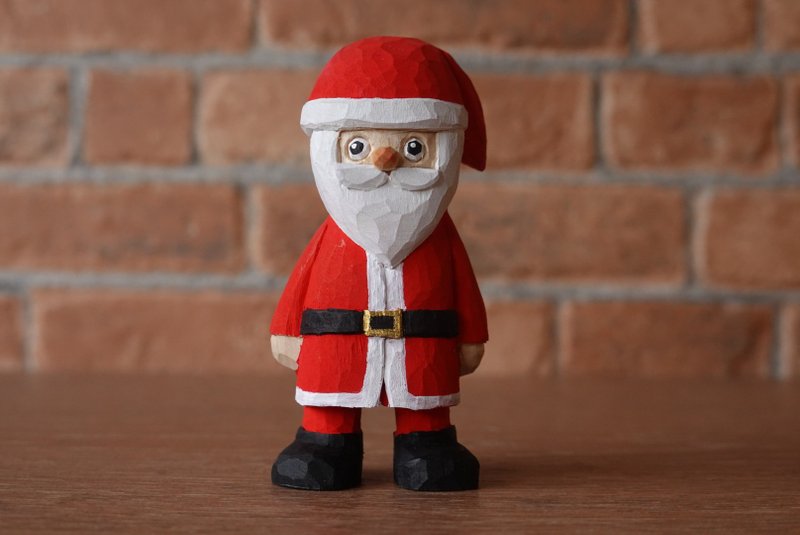 Santa - 公仔/玩偶 - 木頭 紅色