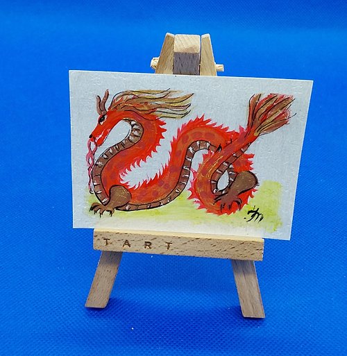 CosinessArt ACEO Golden Dragon #1 Original Collectible Postcard ACEO Zodiac ACEO well-being
