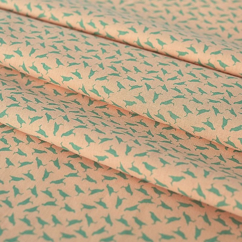 Printed Fabric / Crested Myna No.4 / Pink Peach - เย็บปัก/ถักทอ/ใยขนแกะ - ผ้าฝ้าย/ผ้าลินิน 