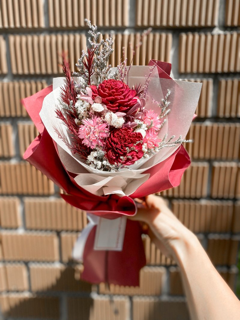 畢業花束/紅色/乾燥花 - 乾燥花/永生花 - 植物．花 紅色