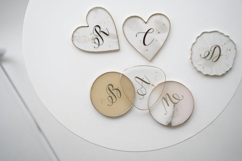 33Creations Diamond Porcelain Resin | Coasters | Letter Customized - ของวางตกแต่ง - เรซิน สีใส