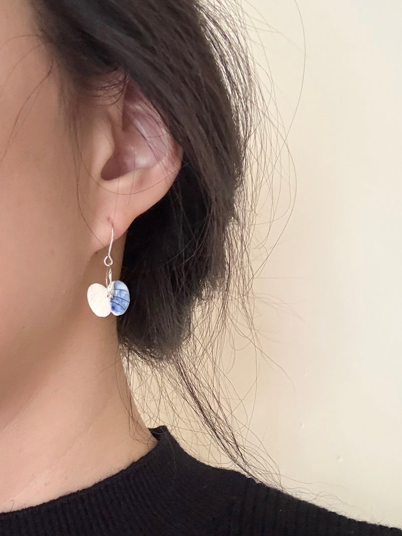 Bauhinia White Porcelain & Sterling Silver Earrings - Earrings & Clip-ons - Porcelain Blue