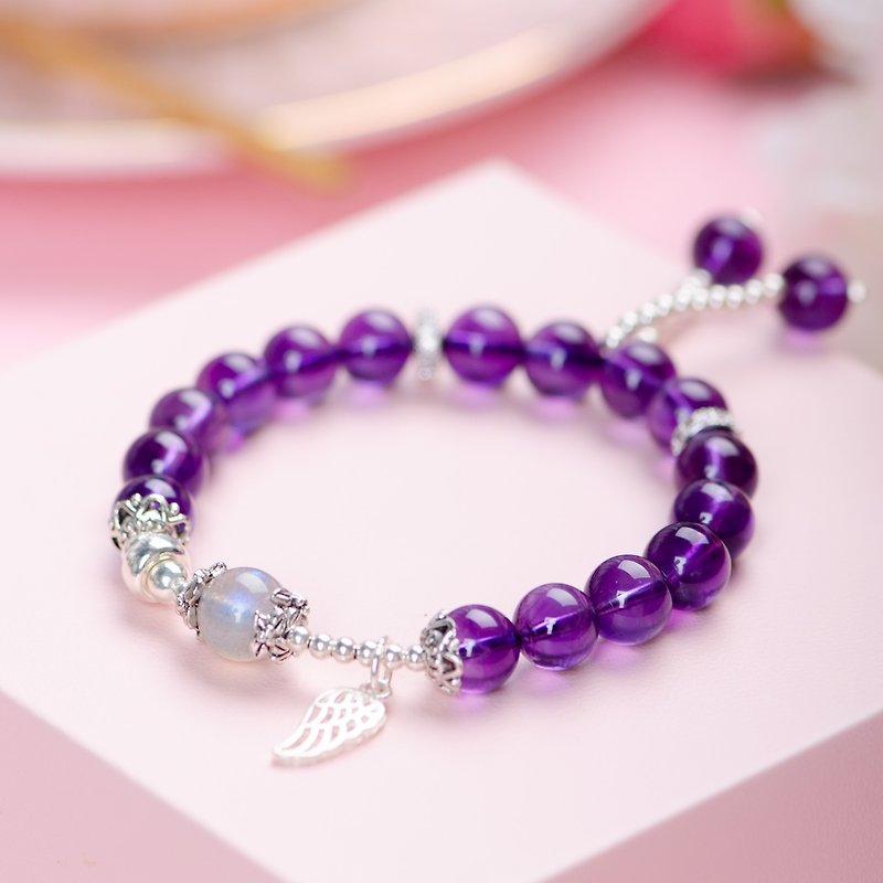 Fly me to the moon Uruguay Amethyst, Labradorite Natural Gemstone Bracelet - Bracelets - Crystal Purple