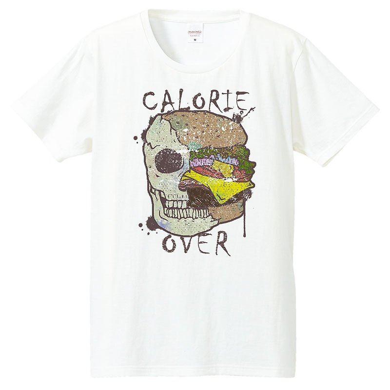 T-shirt / Skull Hamburger - 男 T 恤 - 棉．麻 白色